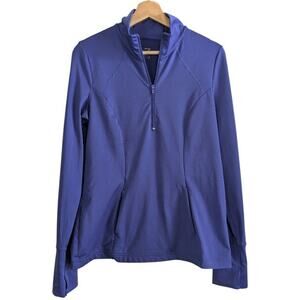 Z by Zella Womens Top Quarter Zip Thumbholes Mock Neck Long Sleeve Purple Size M